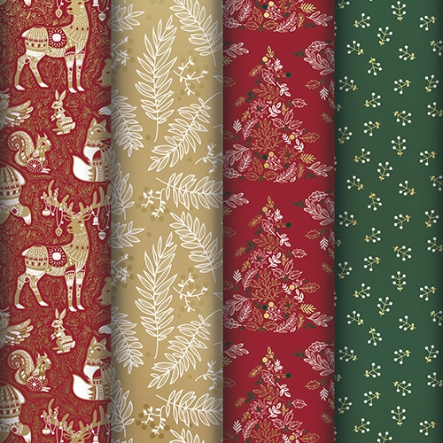 #クオバディス・ジャパン(国内販売のみ） 梱包用品 クリスマスラッピングペーパー 4柄 フォレスト cf223931