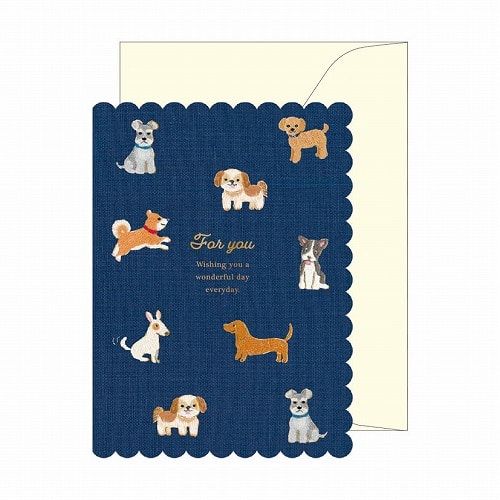 #RYURYU カード 刺しゅうカード 多目的 刺しゅう・いぬ STC03