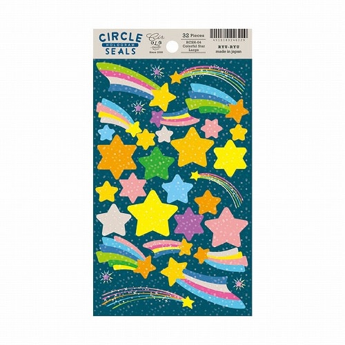 #RYURYU シール サークルシール・ホログラム  カラフル星・大 RCSH04