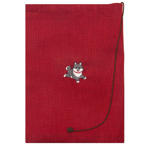#コンサイス 読書関連小物 布のブックカバー黒シバ犬 文庫 アカ SBC038-01