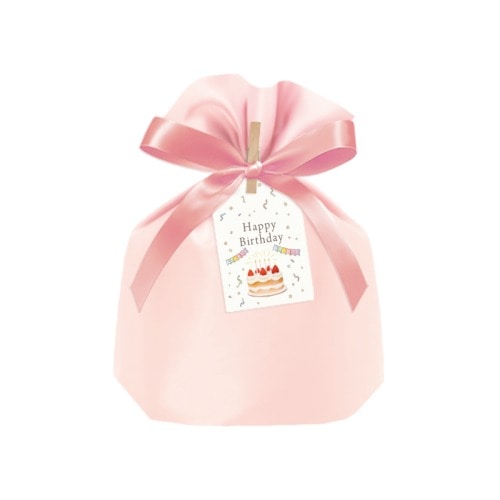 #包む 包装用品 シルキー巾着ギフトバッグ タグ2枚.リボン･クリップ各1個付セット ピンク TD053