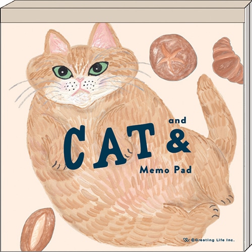 #グリーティングライフ(国内販売のみ） メモ帳 キャットアンドスクエアメモ 120Sheet ベージュ SDN-51