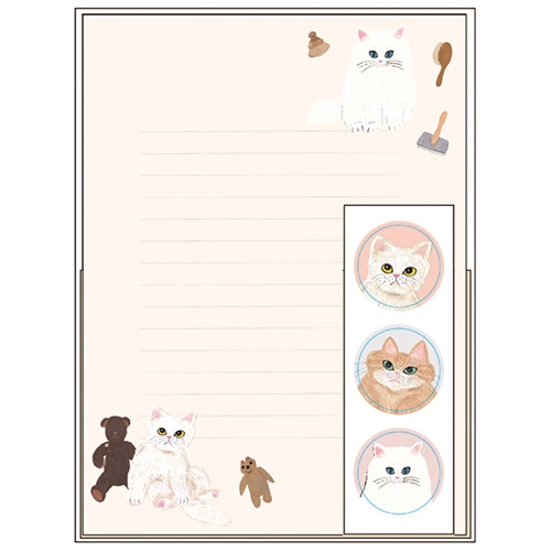 #グリーティングライフ(国内販売のみ） レター キャットアンドレターセット 便箋6枚･封筒3枚･シール3枚 ベージュ SDS-58
