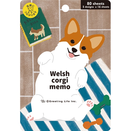 #グリーティングライフ メモ帳 アニマルダイカットメモ 5design･80Sheet コーギー ETN-217