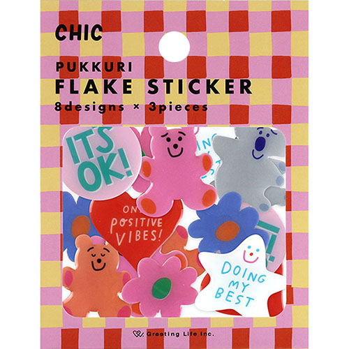 #グリーティングライフ(国内販売のみ） シール シック･ぷっくりフレークシール 8design･各3peace  MMCK-516
