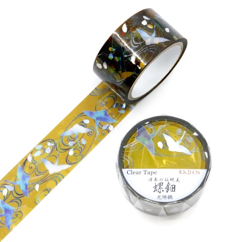 #カミイソ産商(国内販売のみ） マスキングテープ 螺鈿クリアテープ 3m巻 光琳鶴 GR-4100