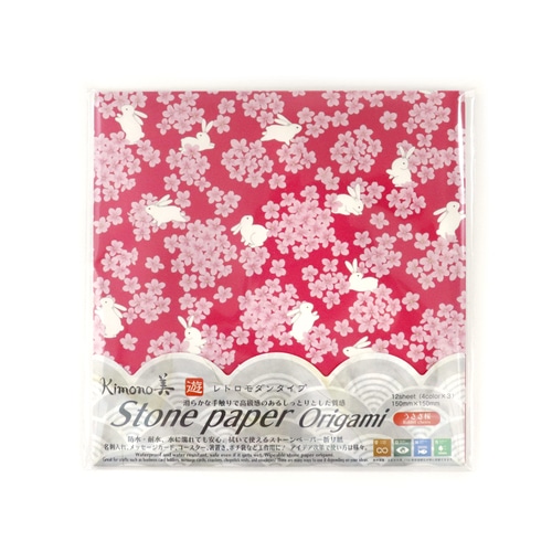 #カミイソ産商(国内販売のみ） クラフト用品 折紙 4色:各3枚入 うさぎ桜 No.2028