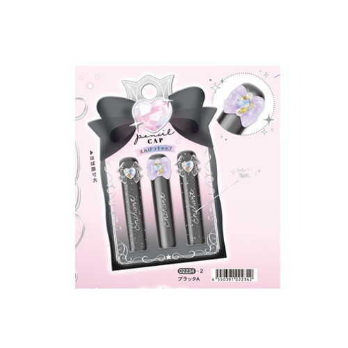 #クーリア  リボンマスコット付き鉛筆キャップ  ブラックA 02234