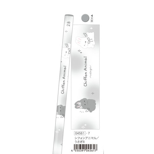 #クーリア  モノクロアニマル鉛筆 2B・丸 シフォンアニマル･うさぎB 04561