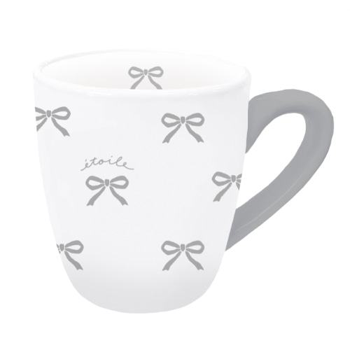 #クーリア 生活雑貨 マグカップ　  リボン・グレー 06112
