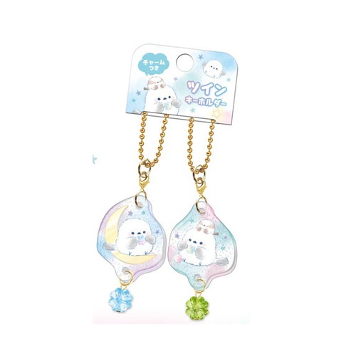 #クーリア  チャーム付きツインキーホルダー  きらりんエナガマーチ 06294