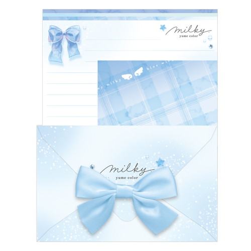#カミオジャパン  MILKY BLUEリボン付きレター   231201