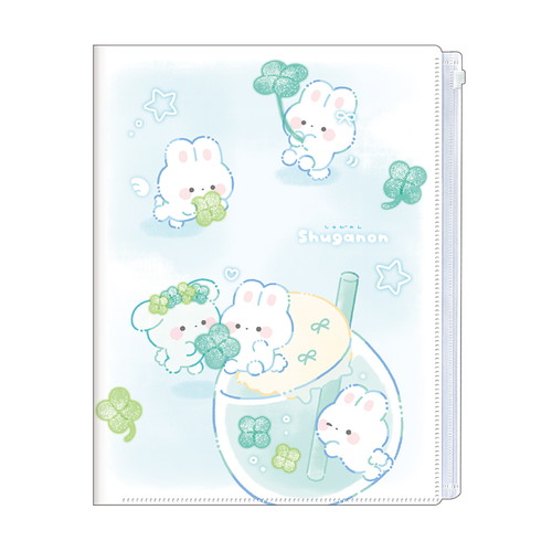 #カミオジャパン  しゅがのんファスナー付き6ポケットクリアファイル  クローバー 232032