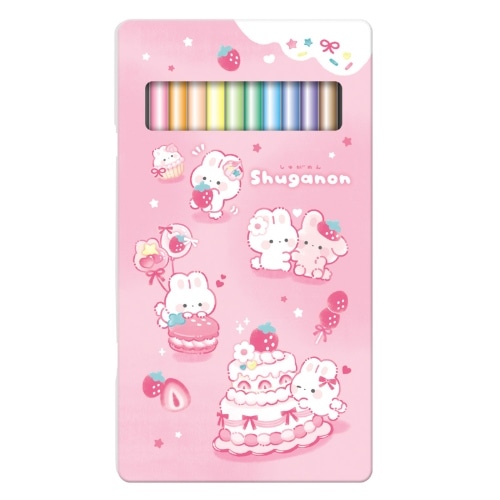 #カミオジャパン 色鉛筆 新学期缶ケース入り12色色鉛筆  しゅがのん 234473