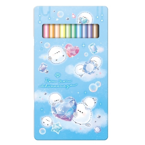 #カミオジャパン 色鉛筆 新学期缶ケース入り12色色鉛筆  ぽんぽんシマエナガ 234474