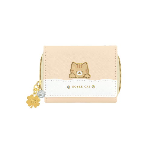 #クラックス 身辺雑貨 三ツ折り財布  プレートネコ･アイボリー 133983