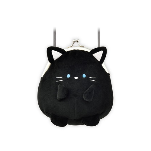 #クラックス 身辺雑貨 ぬいぐるみがま口コインケース ショルダー付 クロネコ 136211