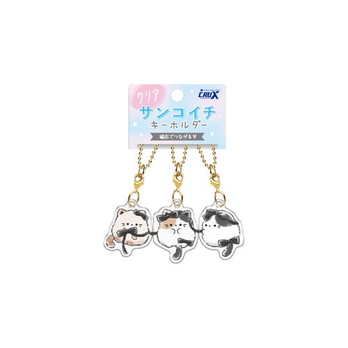 #クラックス 身辺雑貨 クリアサンコイチキーホルダー  ネコポポ･リボン 141068