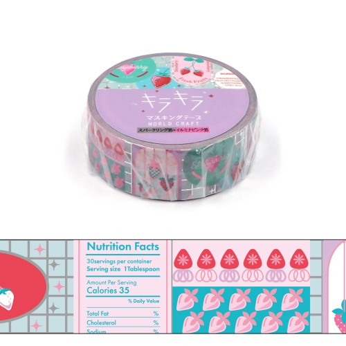 #ワールドクラフト クラフト用品 キラキラマスキングテープ 5m巻 Strawberry KRMT15-101