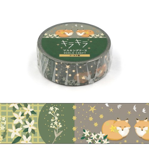 #ワールドクラフト クラフト用品 キラキラマスキングテープ 5m巻 Starry night KRMT15-102