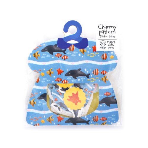#ワールドクラフト シール Charmy･patternフレークシール 10柄･各3枚入 sea CFS-004