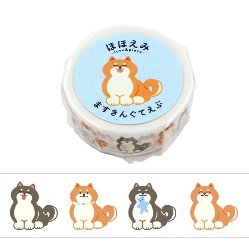 #ワールドクラフト マスキングテープ ほほえみマスキングテープ 5m巻 しばいぬ HMT-006