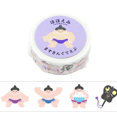 #ワールドクラフト マスキングテープ ほほえみマスキングテープ 5m巻 おすもう HMT-007