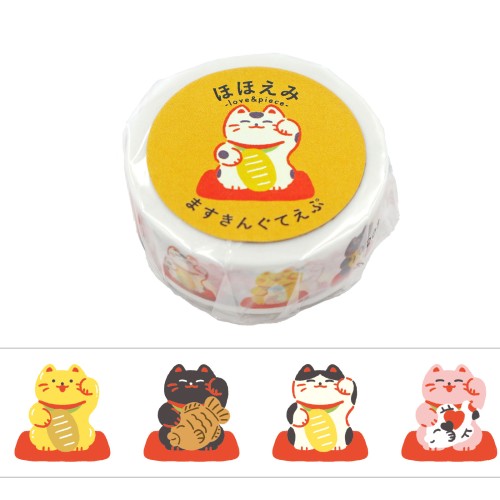 #ワールドクラフト マスキングテープ ほほえみマスキングテープ 5m巻 まねきねこ HMT-008