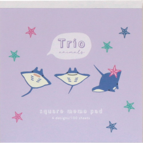 #ラボクリップ メモ帳 トリオ水族館･メモ 4柄×25枚 マンタ B26-TRME-MA