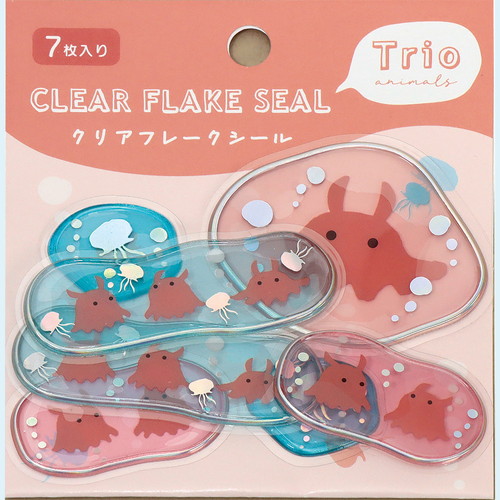 #ラボクリップ シール トリオ水族館･クリアフレークシール 7枚入 メンダコ B26-TRFS-MD