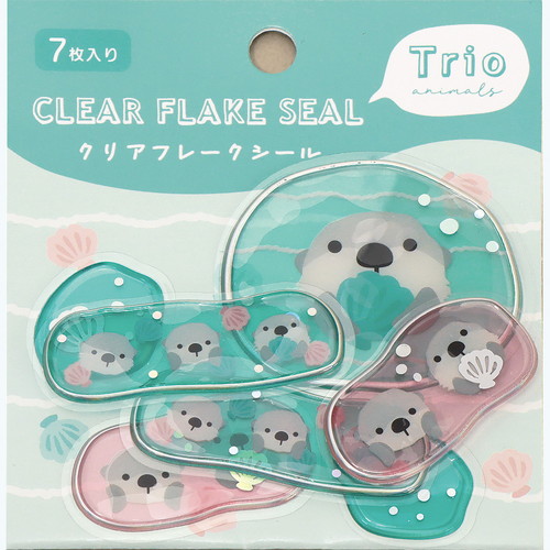 #ラボクリップ シール トリオ水族館･クリアフレークシール 7枚入 ラッコ B26-TRFS-RA