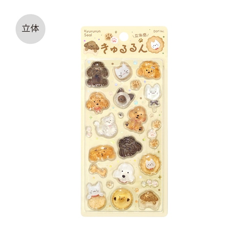 最終_#ビージーエム シール･きゅるるん 1枚入 ふわふわanimals BS-PR004