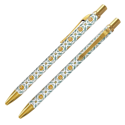 #インターアクト ボールペン IWIレトロ･ゲルインクボールペン･オールド台湾タイル 0.5mm 黄色いハイビスカス 3H921-TILES MH