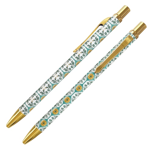 #インターアクト ボールペン IWIレトロ･ゲルインクボールペン･オールド台湾タイル 0.5mm キンセンカの花 3H921-TILES PM