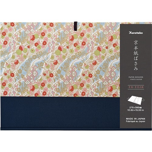 #呉竹(国内販売のみ） 書道用品 京半紙はさみ F4 青海赤花文様 LA27-100