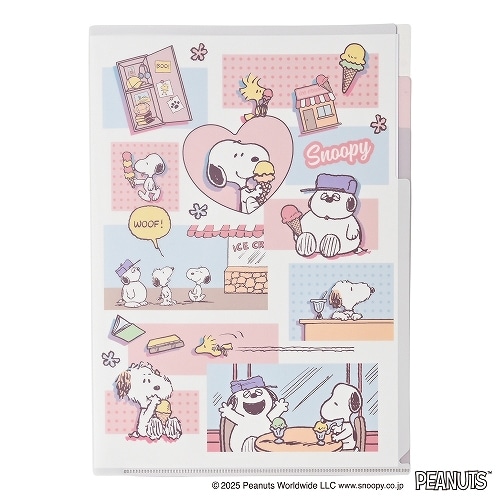 #クツワ(国内販売のみ） ファイリング用品 クリアホルダー A4･3ポケット スヌーピー 674SQ