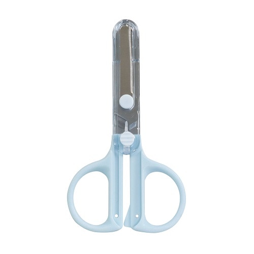#クツワ 事務小物 キャップ一体コンパクトはさみ  ブルー SS124BL