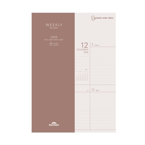 #レイメイ藤井 ダイアリー 26SNダイアリー ウィークリーブロック 12月はじまり  RFDR26101