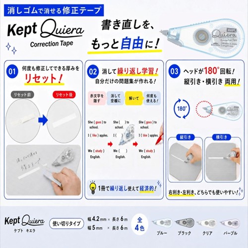#レイメイ藤井 Kept･キエラ修正テープ 5mm･6ｍ ブルー KP1527A
