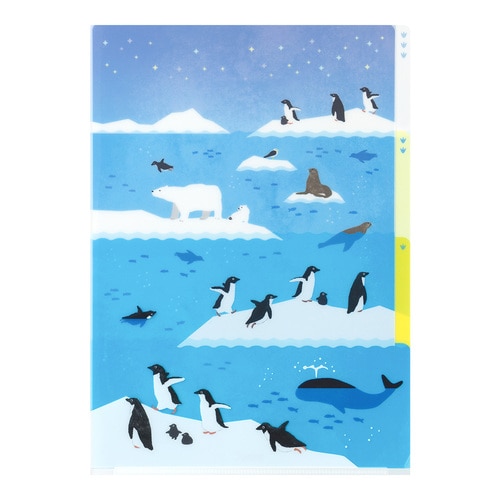 #デザインフィルミドリ(国内販売のみ） ファイリング用品 3ポケットクリアホルダー A4 海のいきもの柄 35668006