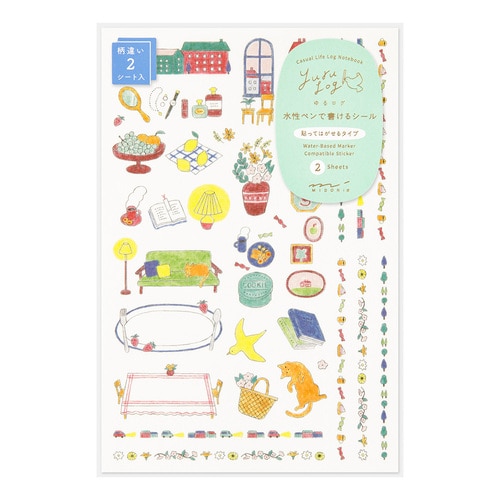 #デザインフィルミドリ(国内販売のみ） シール ゆるログ 2枚入 暮らし柄 82727006