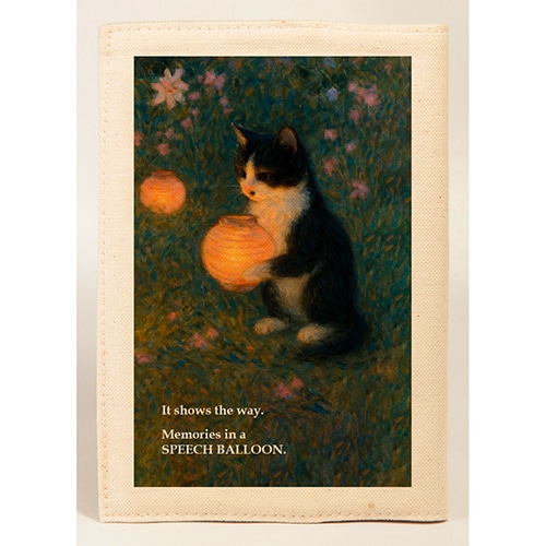 #スピーチバルーン 読書関連小物 ブックカバー･旅する猫 文庫サイズ ユリとランタン･マル君 B-525-13