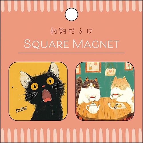 #パインブック 事務小物 缶マグネット･動物だらけ  ねこＡ k604011