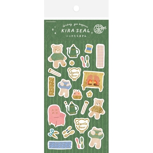 #古川紙工 シール 箔押しシールシート  ニットとくまさん QS339