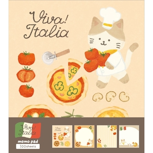 #古川紙工 メモ メモパッドパン･イタリア  ピザにゃんこ LM364
