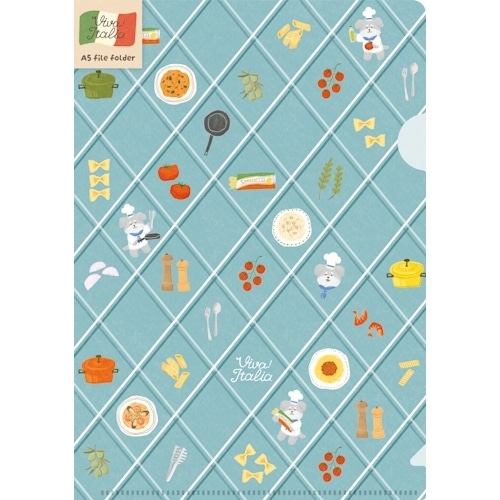 #古川紙工 ファイリング用品. クリアファイル･イタリア A5 パスタわんこ QE180