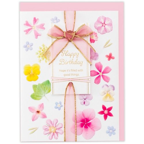 #日本ホールマーク(国内販売のみ） カード バースデー･押し花 箔加工,エンボス加工 ピンク 852764