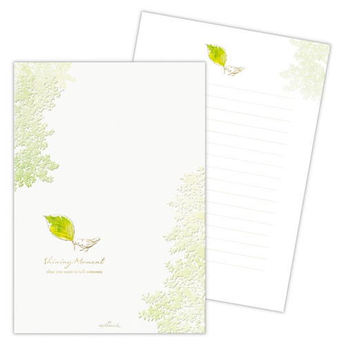 #日本ホールマーク(国内販売のみ） レター 便箋・木葉と小鳥 箔加工（表紙）,エンボス・ブロンズ加工 2 854201