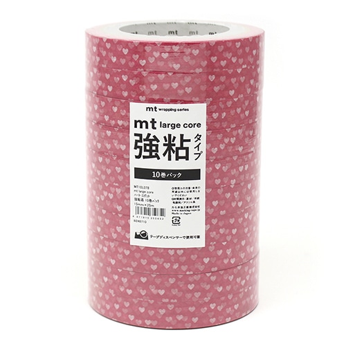#カモ井加工紙(国内販売のみ） 梱包用品 mt･LargeCore強粘 封緘用･25m×10巻 ハートスポット･10P MT10L078