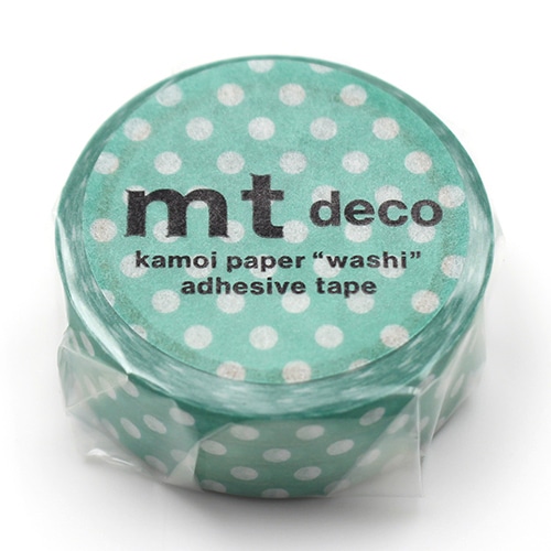 #カモ井 マスキングテープ mt･1Pドット･エメラルドグリーン 15mm×5m  MT01D590